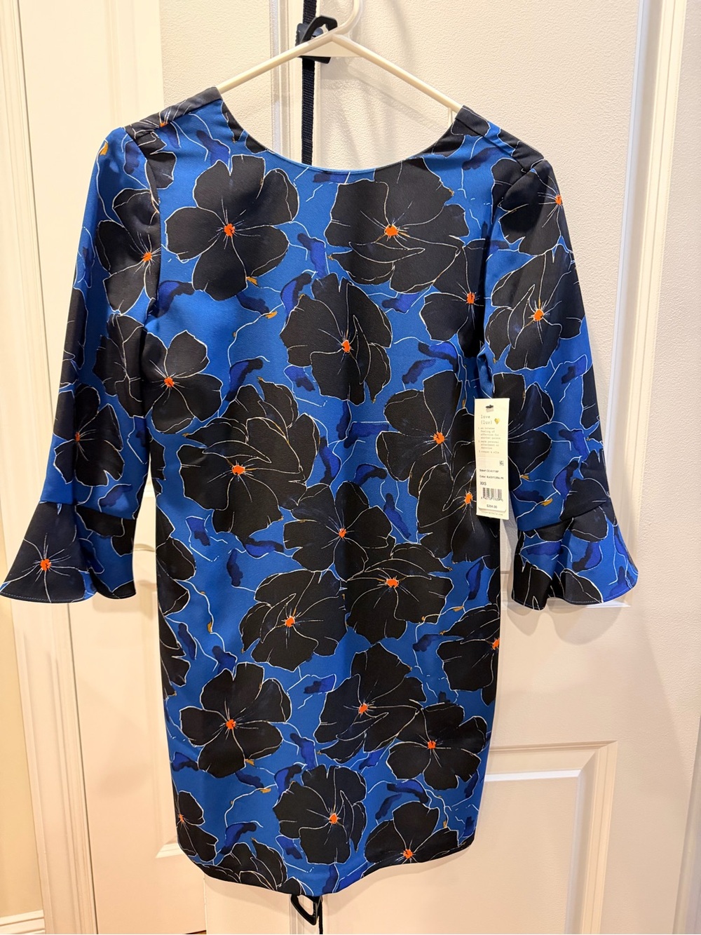 cooper & ella Blue Floral Shift Dress with Bell Sleeves